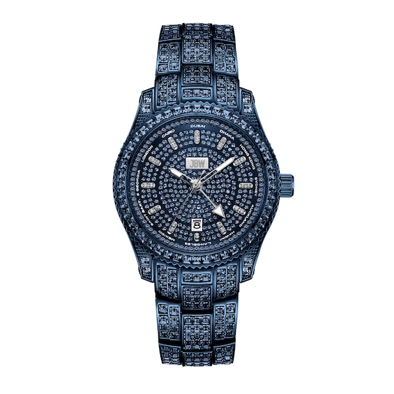 Men's Jbw® Jet Setter Blue IP Stainless Steel Bracelet Watch with Navy Blue Crystal Dial (Model: J6413A)