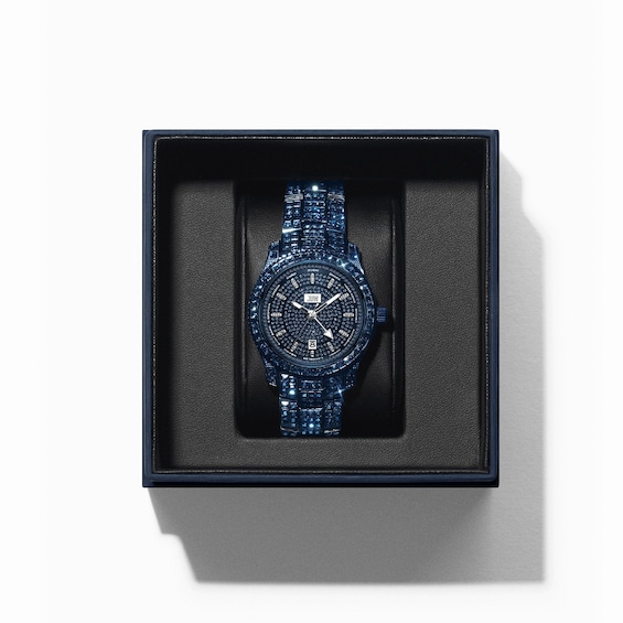 Men's Jbw® Jet Setter Blue IP Stainless Steel Bracelet Watch with Navy Blue Crystal Dial (Model: J6413A)