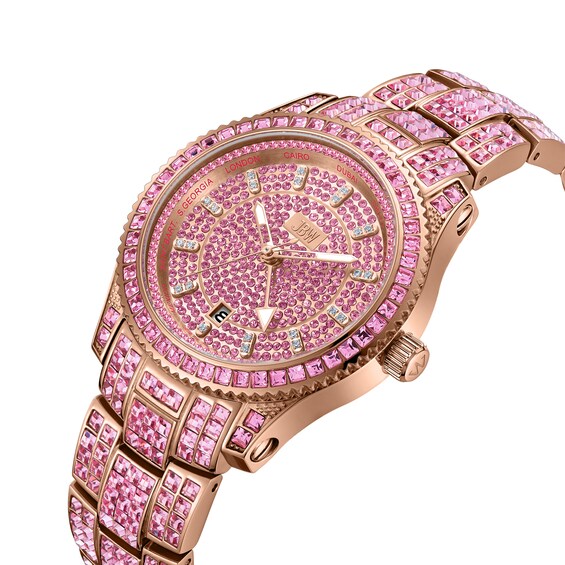 Men's JBW Jet Setter GMT Pink Gold 18K Rose Gold-Plated Stainless Steel Watch (Model: J6413C)