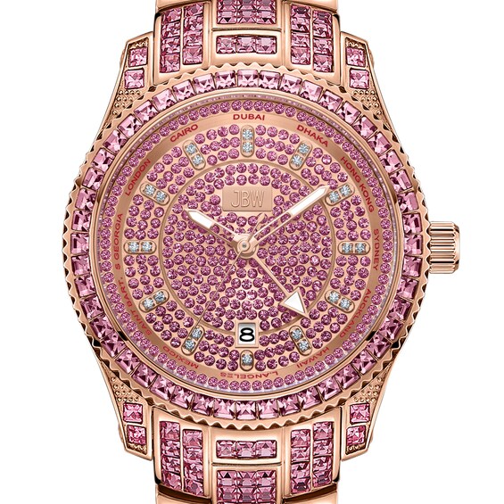Men's JBW Jet Setter GMT Pink Gold 18K Rose Gold-Plated Stainless Steel Watch (Model: J6413C)