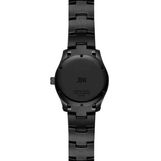 Men's Jbw® Jet Setter GMT Ruby Black IP Stainless Steel Watch with Red Crystal Dial (Model: J6413B)
