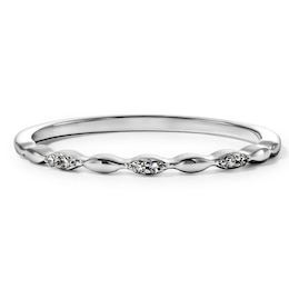 Lab-Grown Diamond Accent Stackable Ring in 10K White Gold