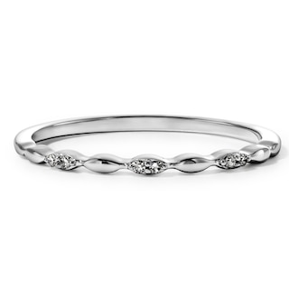 Lab-Grown Diamond Accent Stackable Ring in 10K White Gold