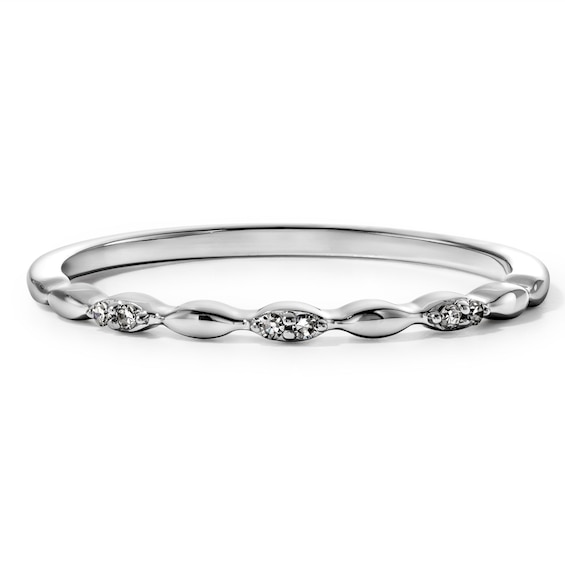 Lab-Grown Diamond Accent Stackable Ring in 10K White Gold