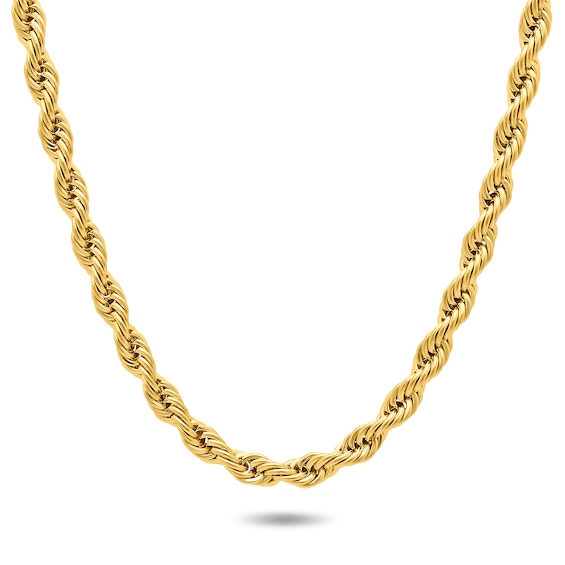 5.0mm Rope Chain Necklace in Yellow Ion-Plated Solid Stainless Steel - 22"
