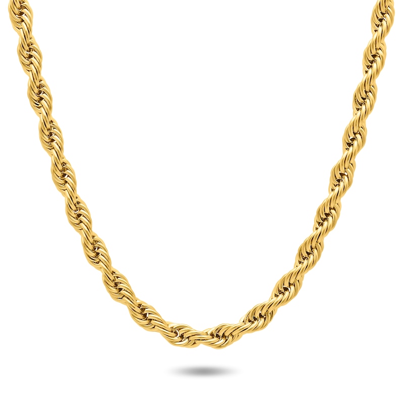 Main Image 1 of 5.0mm Rope Chain Necklace in Yellow Ion-Plated Solid Stainless Steel - 22"