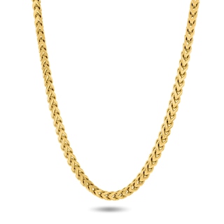 3.0mm Franco Chain Necklace in Stainless Steel with Yellow Ion Plate - 22"