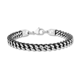 6mm Two-Tone Franco Chain Bracelet in Stainless Steel with Black Ion Plate - 8.5"