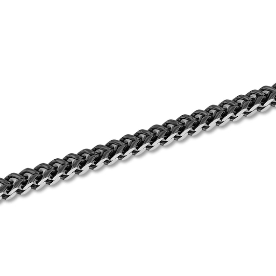 6mm Two-Tone Franco Chain Bracelet in Stainless Steel with Black Ion Plate - 8.5"