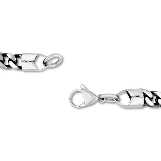 6mm Two-Tone Franco Chain Bracelet in Stainless Steel with Black Ion Plate - 8.5"