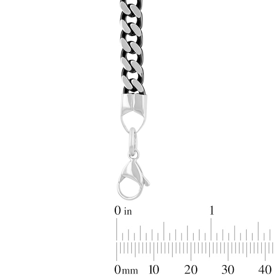 6mm Two-Tone Franco Chain Bracelet in Stainless Steel with Black Ion Plate - 8.5"