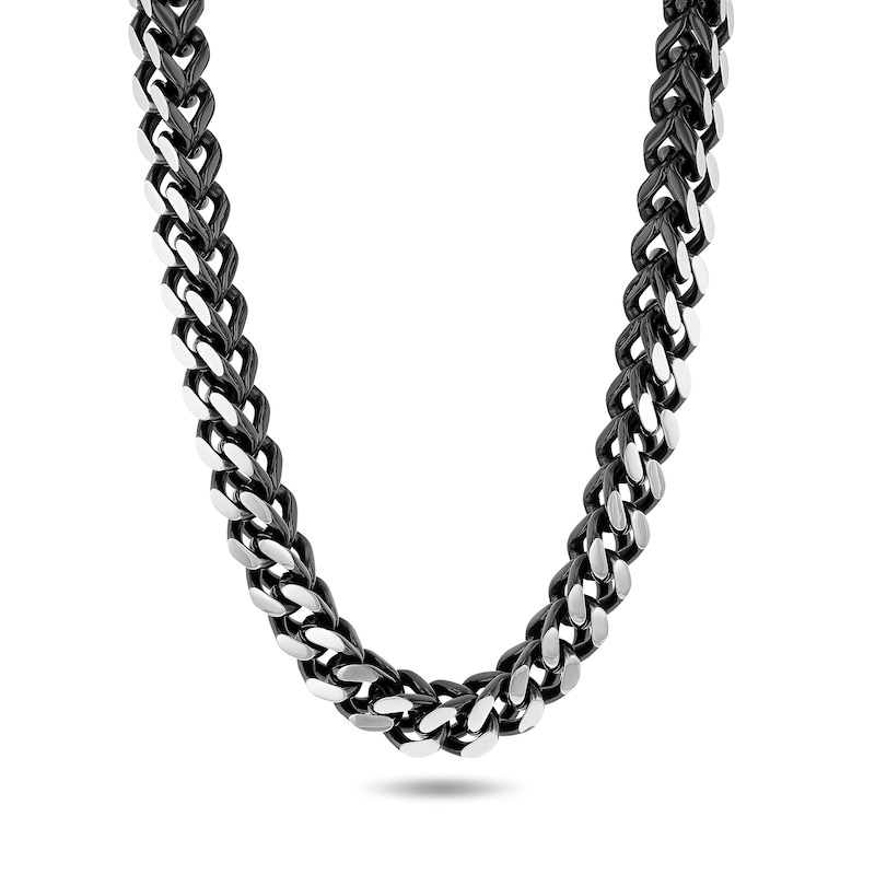 Main Image 1 of 6mm Two-Tone Franco Chain Necklace in Stainless Steel with Black Ion Plate - 22"