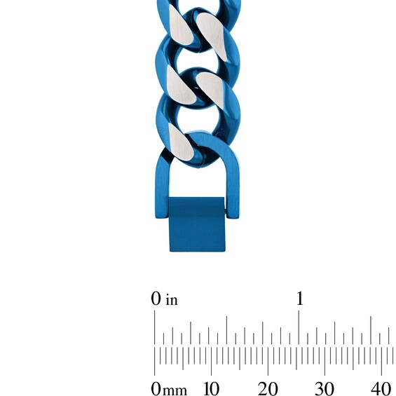 10.5mm Two-Tone Cuban Curb Chain Necklace in Stainless Steel with Blue Ion Plate - 24"