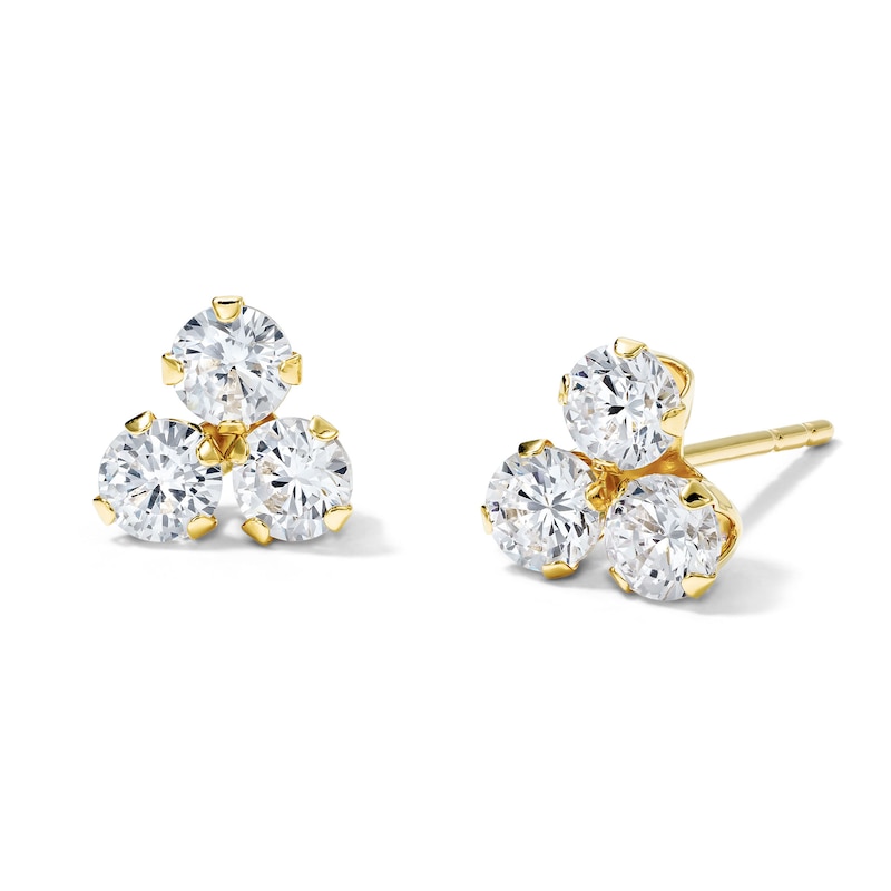 Main Image 1 of 3.0mm Cubic Zirconia Trio Cluster Stud Earrings in 10K Gold