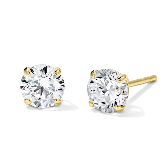 5.0mm Cubic Zirconia Solitaire Stud Earrings in 10K Gold