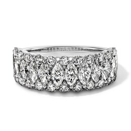 2 CT. T.W. Marquise-Cut and Round Lab-Grown Diamond Lace Multi-Row Ring in 14K White Gold (F/VS2)