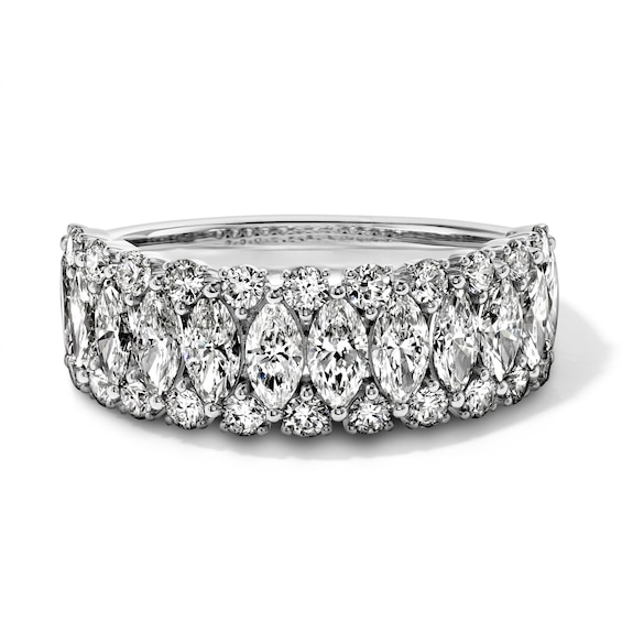 2 CT. T.W. Marquise-Cut and Round Lab-Grown Diamond Lace Multi-Row Ring in 14K White Gold (F/VS2)