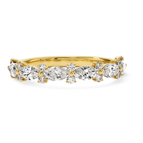 1 CT. T.w. Alternating Marquise and Round Lab-Grown Diamond Band in 14K Gold