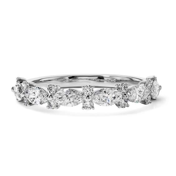 1 CT. T.W. Alternating Marquise and Round Lab-Grown Diamond Band in 14K White Gold