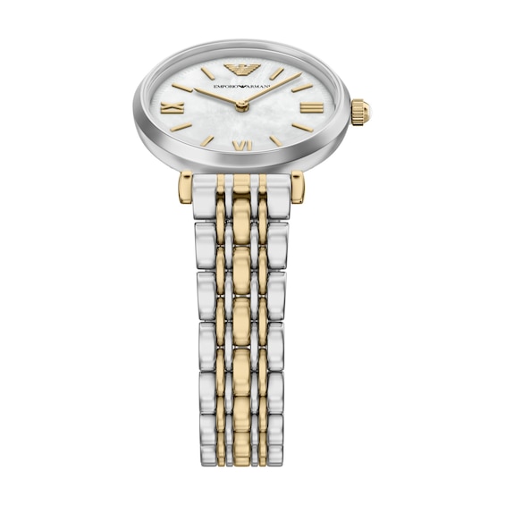 Ladies' Emporio Armani Gold-Tone IP and Stainless Steel Watch with Mother-of-Pearl Dial (Ar11769)