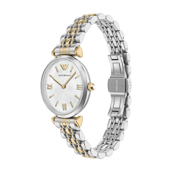 Ladies' Emporio Armani Gold-Tone IP and Stainless Steel Watch with Mother-of-Pearl Dial (Ar11769)
