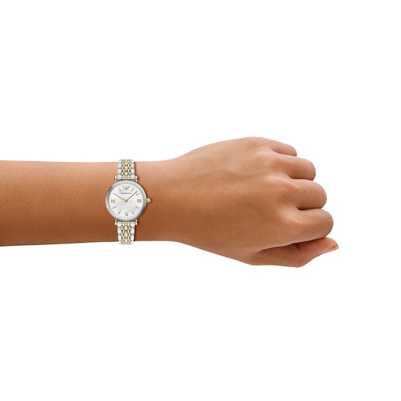 Ladies' Emporio Armani Gold-Tone IP and Stainless Steel Watch with Mother-of-Pearl Dial (Ar11769)