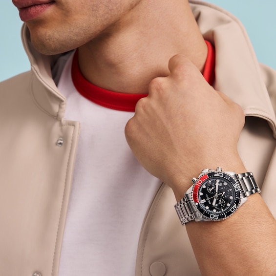 Men's Caravelle by Bulova Aqualuxx Quartz Stainless Steel Watch with Black Dial (Model: 43B182)