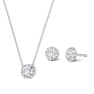 1 CT. T.W. Certified Lab-Grown Diamond Solitaire Necklace and Earrings Set in Sterling Silver (F/VS2)