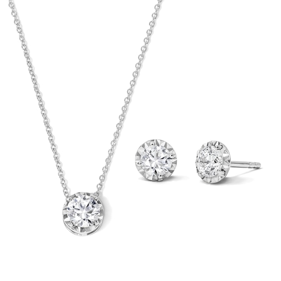 1 CT. T.W. Certified Lab-Grown Diamond Solitaire Necklace and Earrings Set in Sterling Silver (F/VS2)