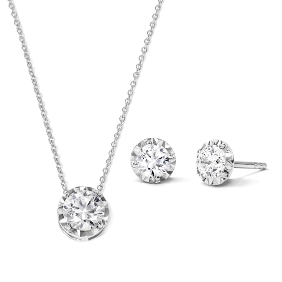 2 CT. T.W. Certified Lab-Grown Diamond Solitaire Necklace and Earrings Set in Sterling Silver (F/VS2)