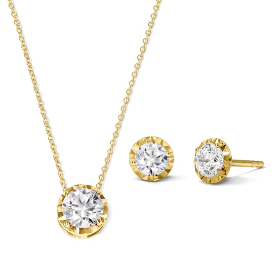 2 CT. T.W. Certified Lab-Grown Diamond Solitaire Necklace and Earrings Set in 10K Gold (F/VS2)