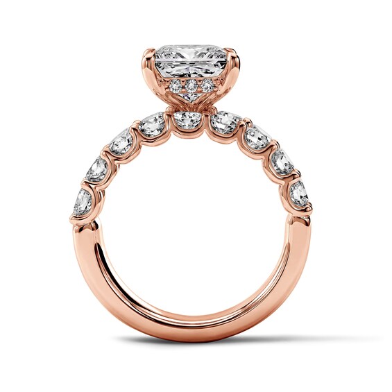 4-1/2 CT. T.w. Certified Princess-Cut Lab-Grown Diamond Bridal Set in 14K Rose Gold (F/Vs2)