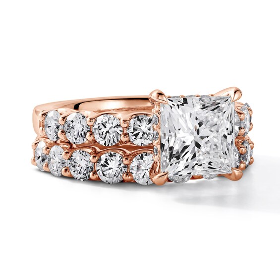 4-1/2 CT. T.w. Certified Princess-Cut Lab-Grown Diamond Bridal Set in 14K Rose Gold (F/Vs2)