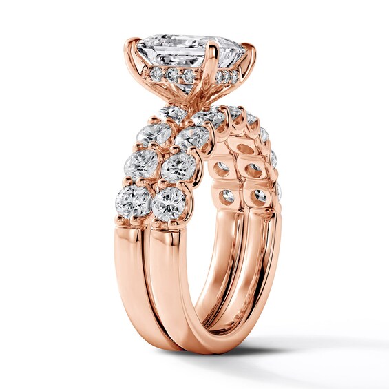 4-1/2 CT. T.w. Certified Princess-Cut Lab-Grown Diamond Bridal Set in 14K Rose Gold (F/Vs2)