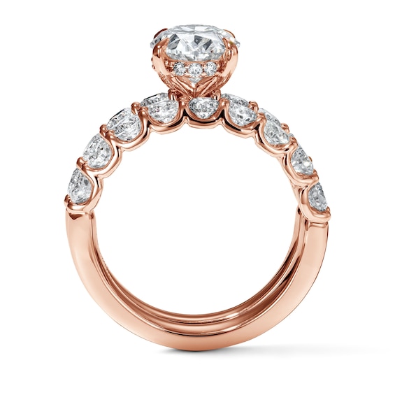 4-1/2 CT. T.w. Certified Oval Lab-Grown Diamond Bridal Set in 14K Rose Gold (F/Vs2)