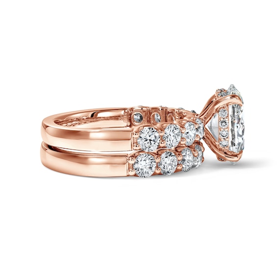 4-1/2 CT. T.w. Certified Oval Lab-Grown Diamond Bridal Set in 14K Rose Gold (F/Vs2)