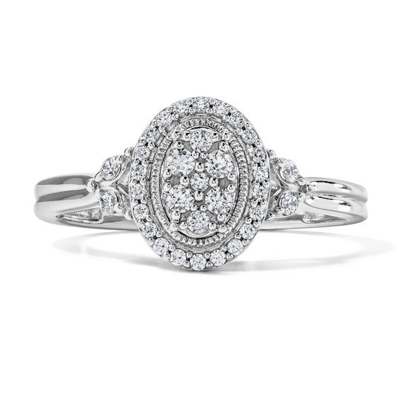 1/4 CT. T.w. Diamond Oval Composite Promise Ring in Sterling Silver