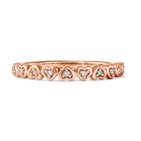 1/20 CT. T.w. Lab-Grown Diamond Hearts Stackable Ring in 10K Rose Gold (F/Vs2)