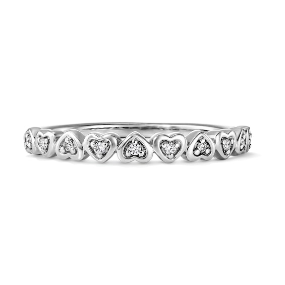 1/20 CT. T.w. Lab-Grown Diamond Hearts Stackable Ring in 10K White Gold (F/Vs2)