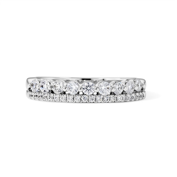 1/2 CT. T.W. Lab-Grown Diamond Two-Row Ring in 10K White Gold (F/VS2)