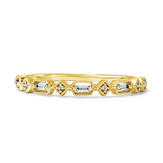 1/10 CT. T.W. Baguette-Cut Lab-Grown Diamond Stackable Ring in 10K Gold (F/VS2)