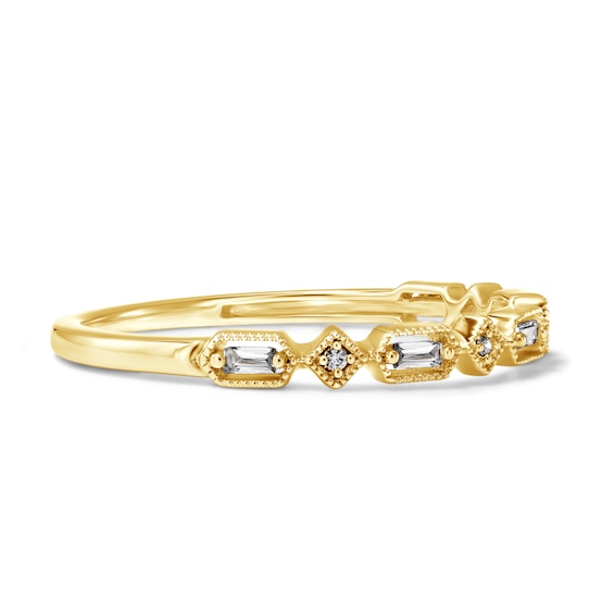 1/10 CT. T.w. Baguette-Cut Lab-Grown Diamond Stackable Ring in 10K Gold (F/Vs2)