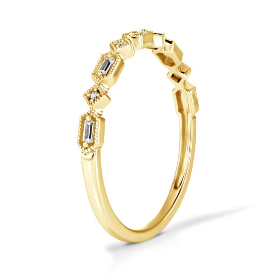 1/10 CT. T.w. Baguette-Cut Lab-Grown Diamond Stackable Ring in 10K Gold (F/Vs2)