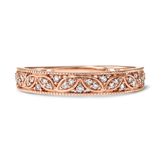 1/10 CT. T.W. Lab-Grown Diamond Vintage-Style Ring in 10K Rose Gold (F/VS2)