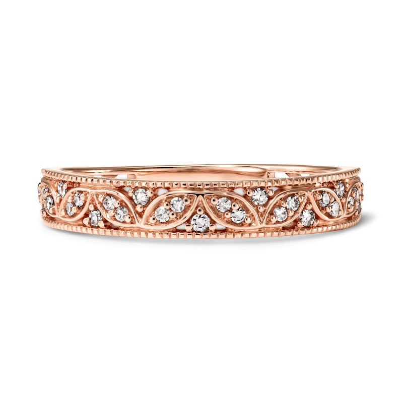 Main Image 1 of 1/10 CT. T.W. Lab-Grown Diamond Vintage-Style Ring in 10K Rose Gold (F/VS2)