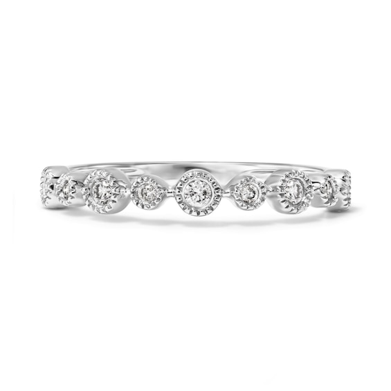 1/10 CT. T.W. Lab-Grown Diamond Milgrain Band in 10K White Gold (F/VS2)
