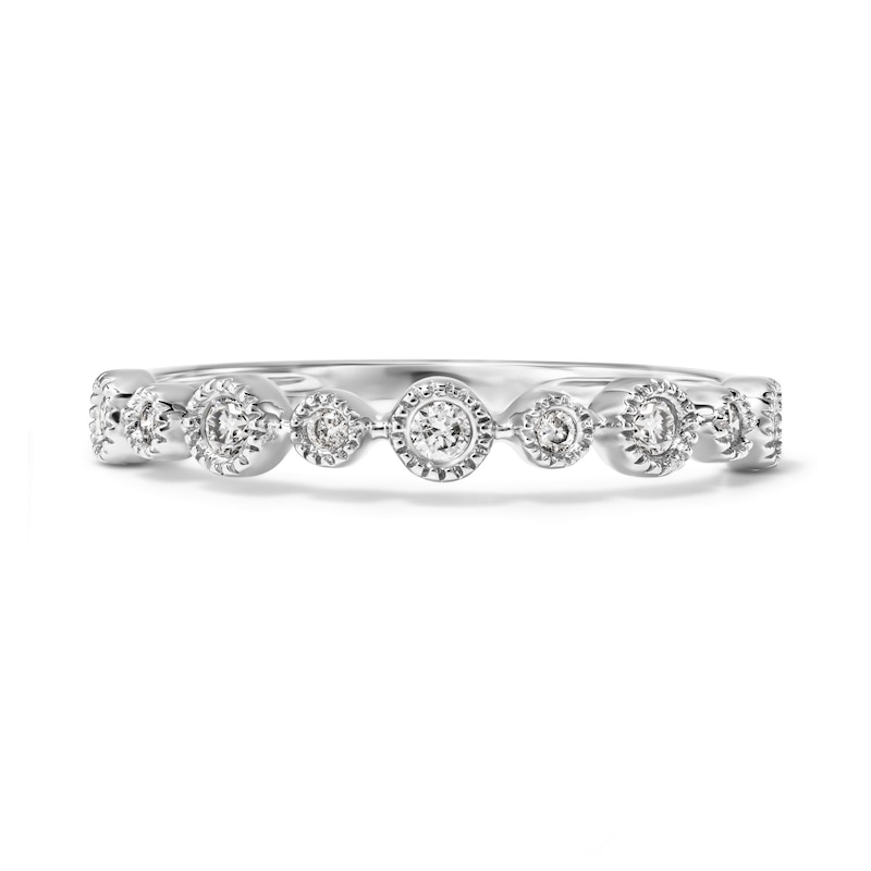 Main Image 1 of 1/10 CT. T.W. Lab-Grown Diamond Milgrain Band in 10K White Gold (F/VS2)