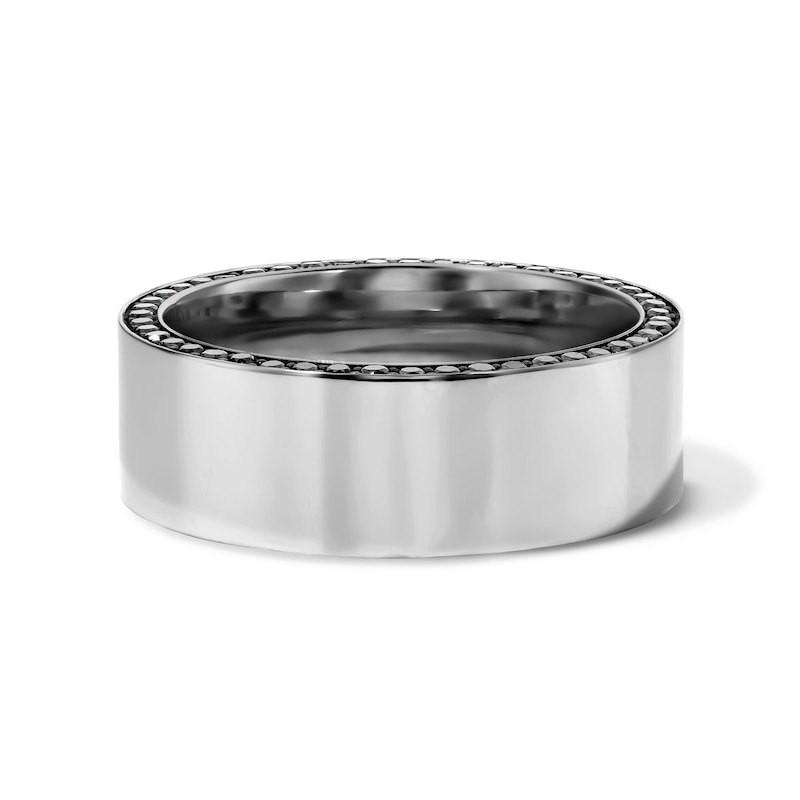 Main Image 1 of 1 CT. T.W. Black Diamond Edge Wedding Band in Sterling Silver