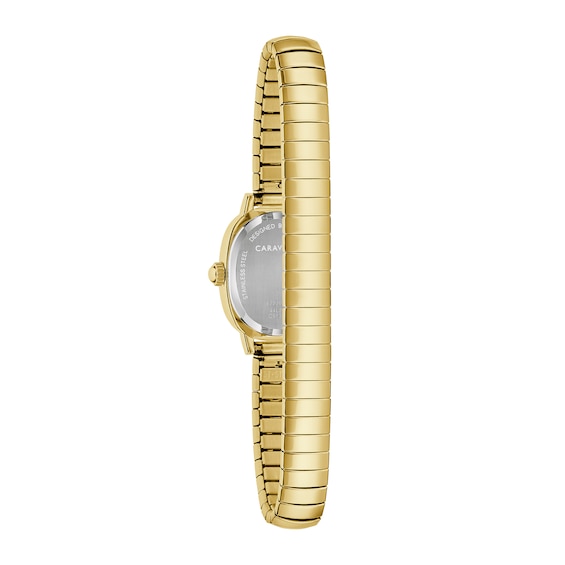Ladies' Caravelle by Bulova Dress Quartz Gold-Tone Stainless Steel Watch with Mother-of-Pearl Dial (44L274)