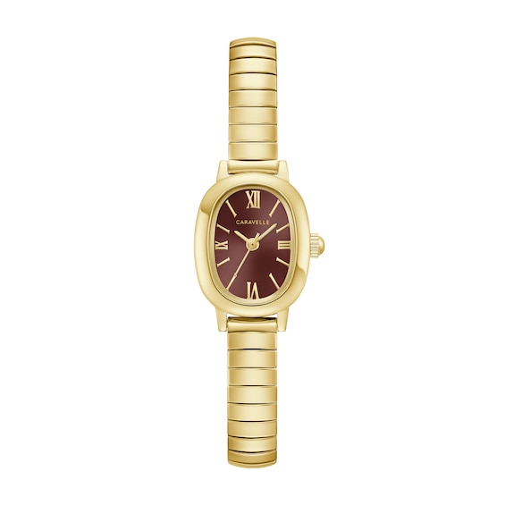 Ladies' Caravelle by Bulova Dress Quartz Gold-Tone Stainless Steel Watch with Brown Dial (44L275)